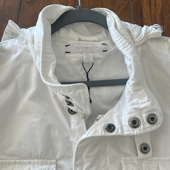 Tommy Hilfiger men’s white field cargo military jacket hooded size XL - Picture 3 of 16